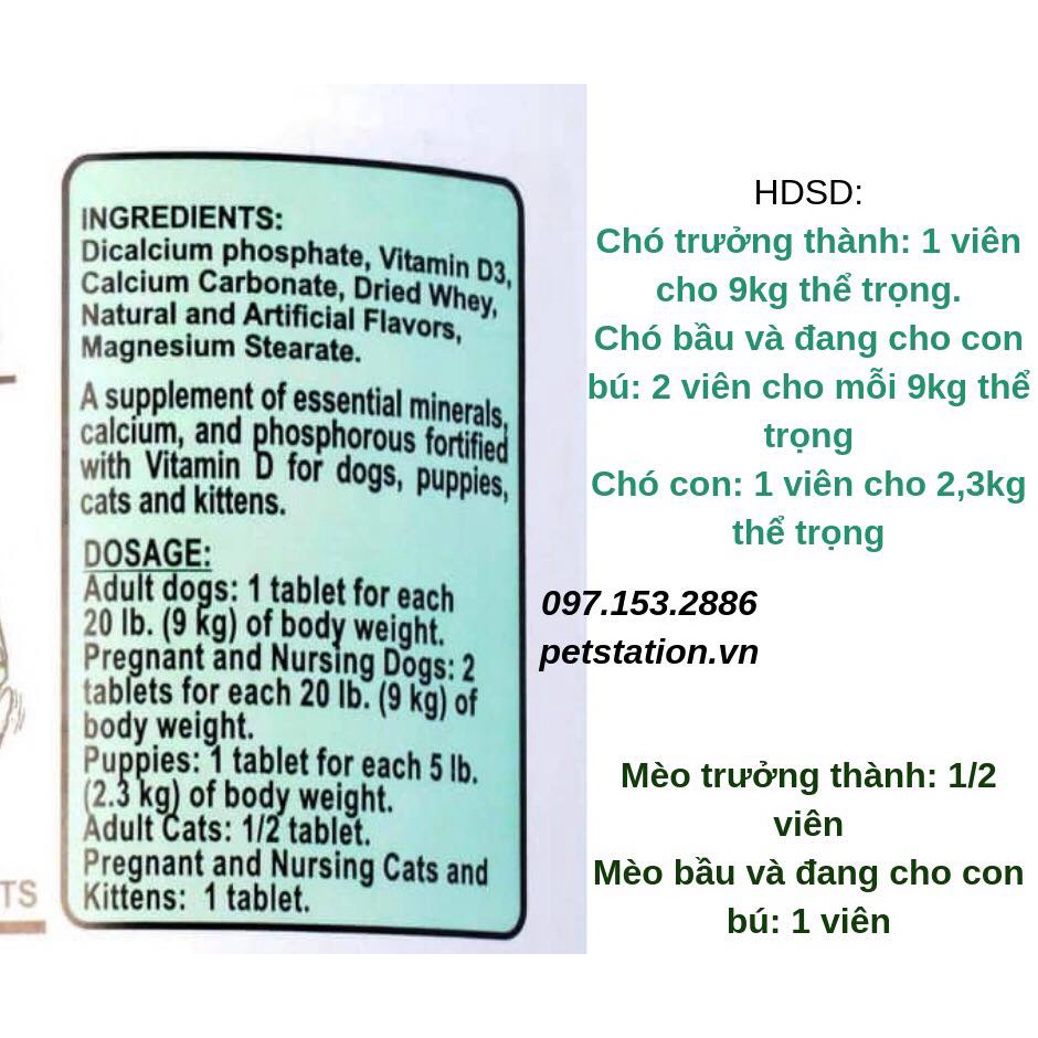 Canxi UPCO dành cho chó mèo nhập khẩu Mỹ, lẻ theo viên