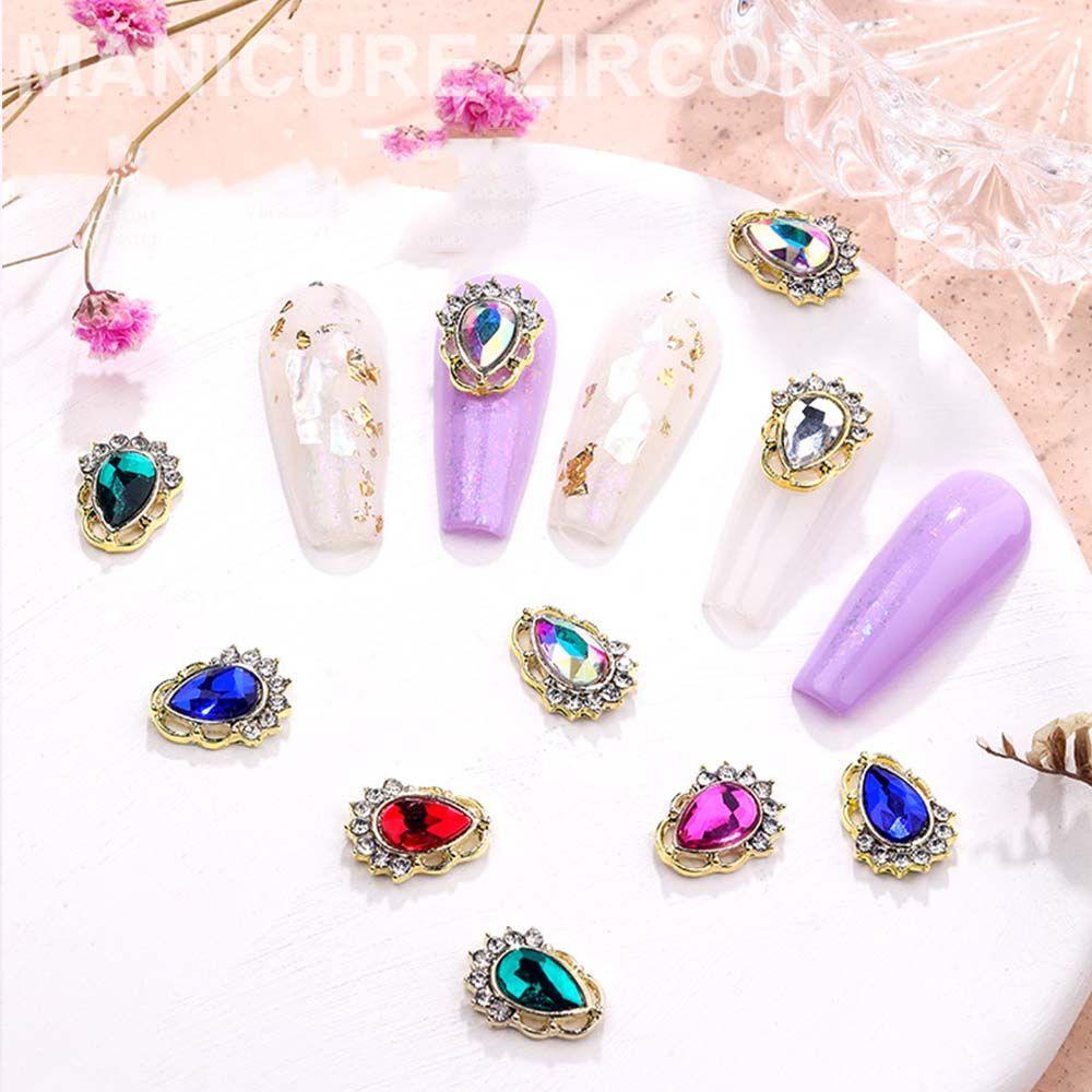 QQMALL Phụ Kiện Đá Trang Trí Móng Tay 3D Hình Giọt Nước Sang Trọng