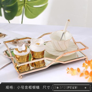 Modern minimalist creative metal mirror tray rectangular liv