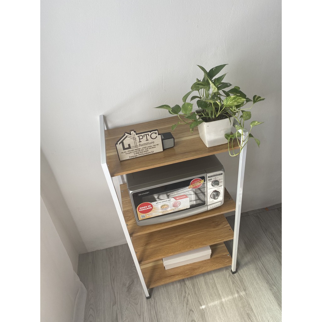 FREESHIP 🆓 Kệ Lò Vi Sóng 4 Tầng Gỗ MDF Chất Lượng Cao Khung Sắt Sơn Tĩnh Điện