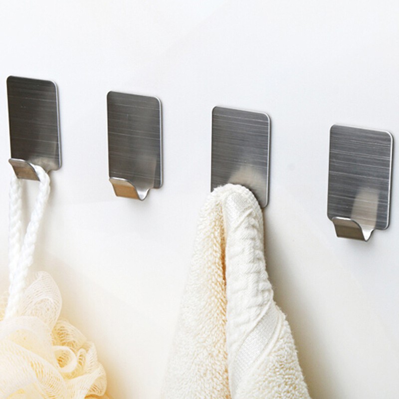 6 Móc Treo Đồ Dán Tường Bằng Thép Không Gỉ Tiện Dụng