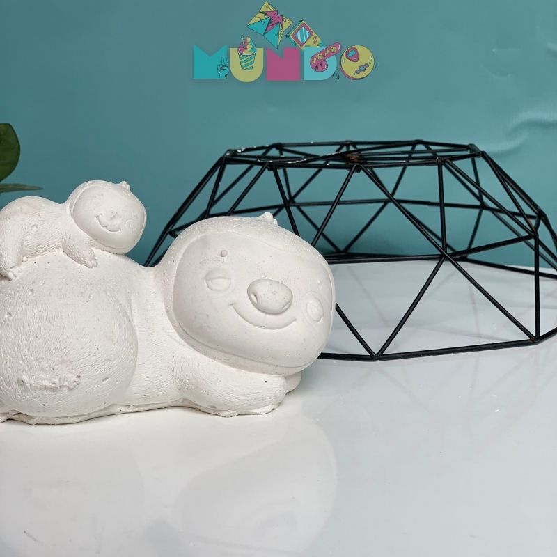 Tượng tô màu cao cấp chọn mẫu SIZE X Mẹ con Lười/ Gấu Trúc, tượng thạch cao MUNDO