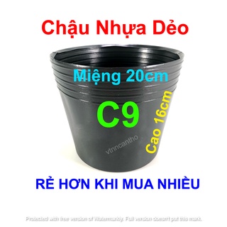 Combo 20 Chậu nhựa C9 đen / đỏ trồng rau, cây, hoa Vạn Thọ TẾT (20x16cm)