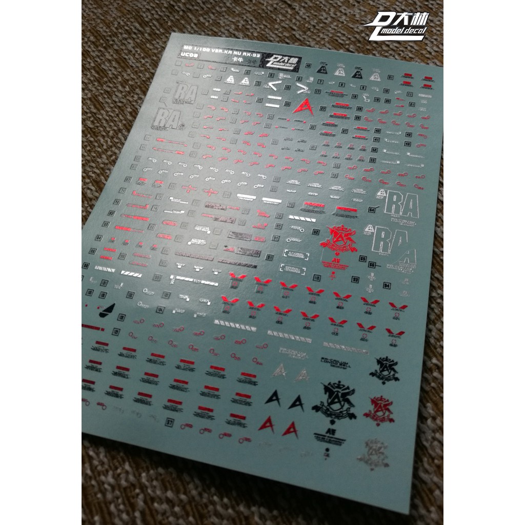 Phụ kiện mô hình - Decal nước ánh kim cho Gundam 1/100 NU Ver KA