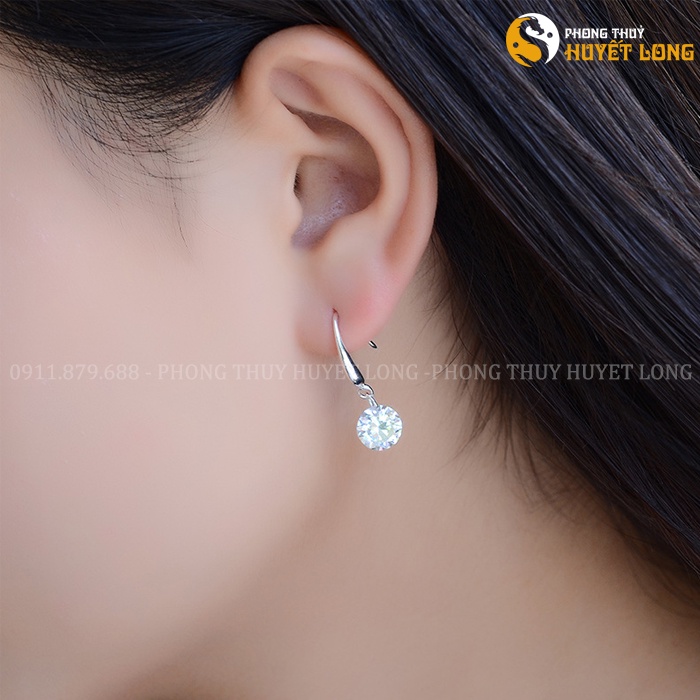 Khuyên Tai Nữ Bạc s925 Đính Đá Dạng Treo, Bông Tai Nữ Bạc Kiểu Mới Mẫu Hot Thời Trang, Sành Điệu, 1 Đôi