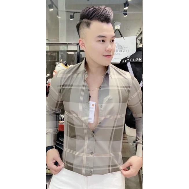 Áo sơ mi nam dài tay kẻ sọc phong cách Hàn Quốc chất lụa chống nhăn