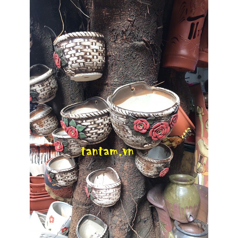 Chậu hoa sứ treo tường