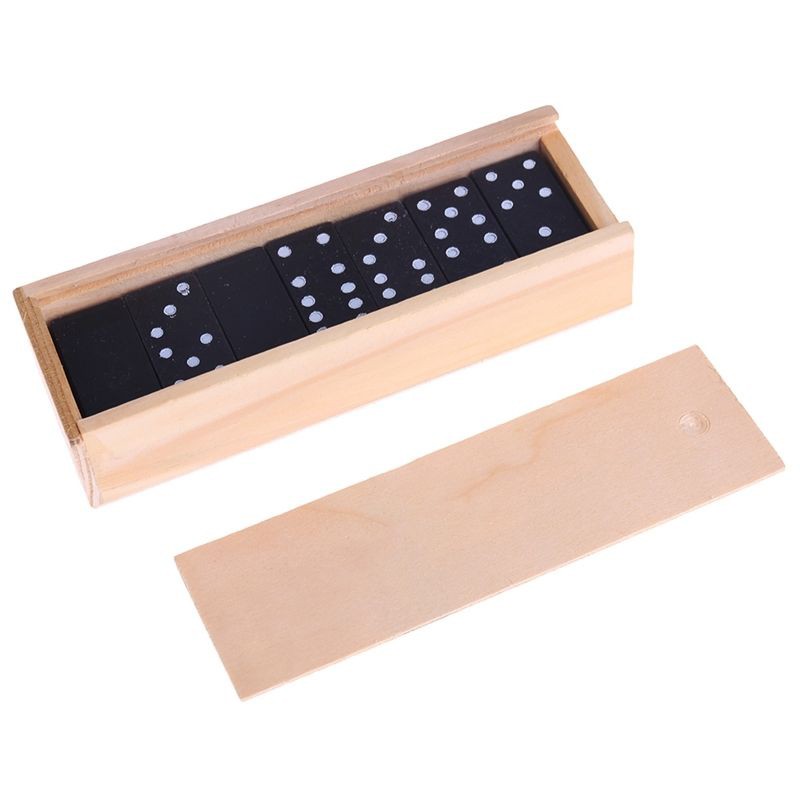 Bộ 28 quân cờ Domino mini kèm hộp gỗ đựng chuyên dùng mang đi du lịch