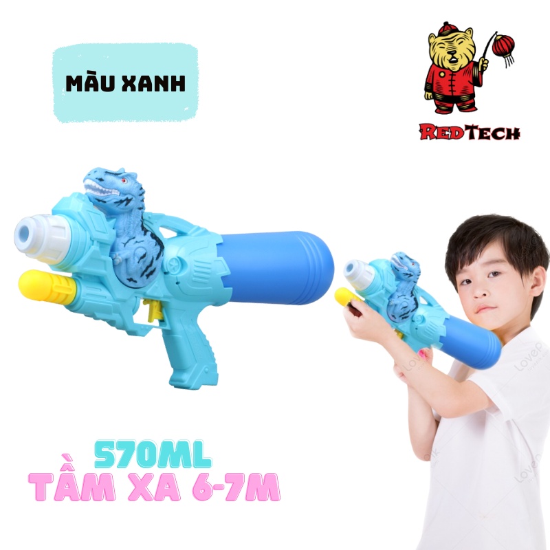 Súng bắn nước áp lực hình khủng long 570ml Redtech.