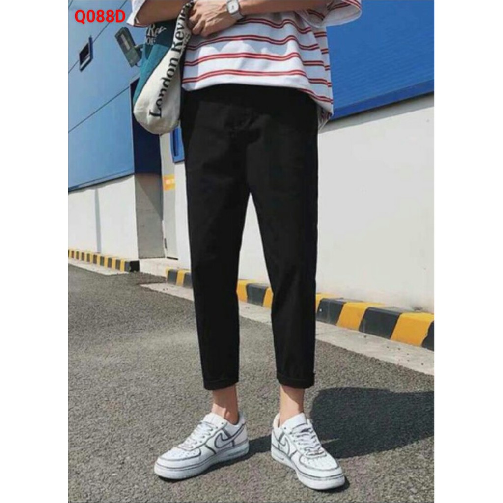Quần kaki ống suông lưng thun co dãn tốt kiểu 4 túi unisex mặc đồ đôi