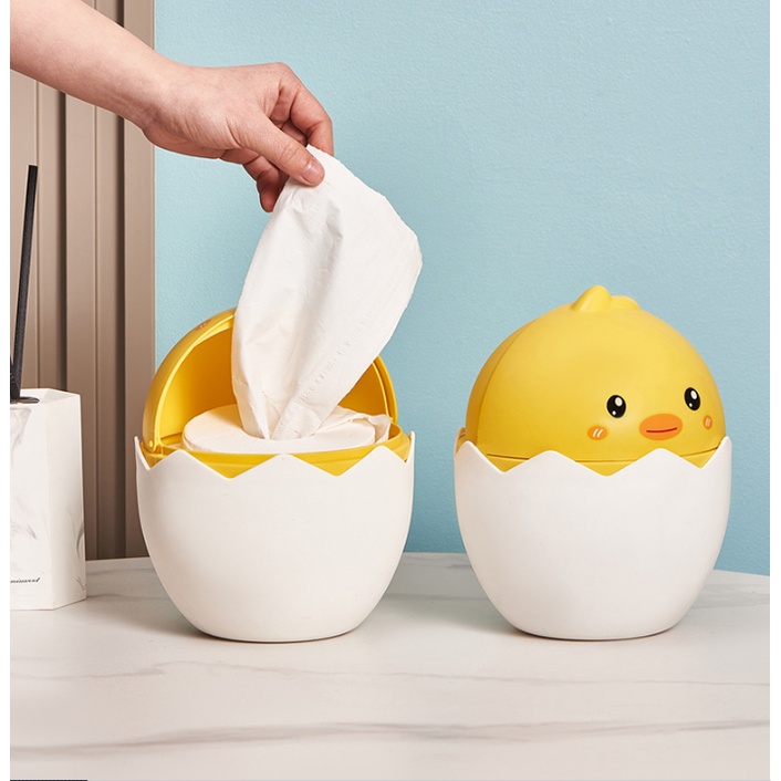 Thùng Rác Mini Để Bàn Nắp Lật mẫu Gà Con Cute, Dễ Thương, Hộp Kệ Rác Đựng Bút, Mỹ Phẩm Decor