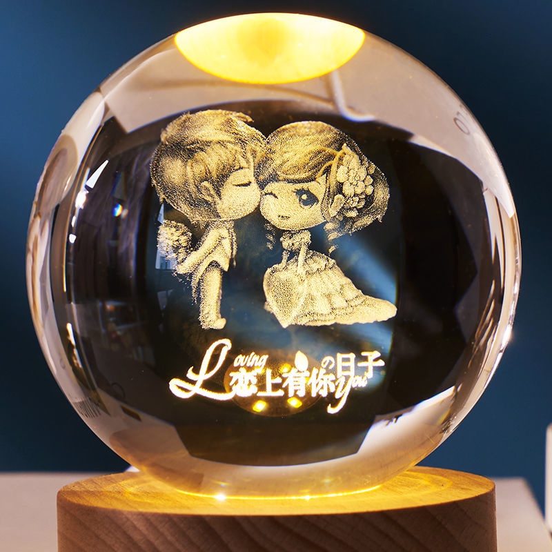 Đèn Ngủ Hình Quả Cầu Pha Lê 520 Dùng Trang Trí Phòng Ngủ/Làm Quà Tặng