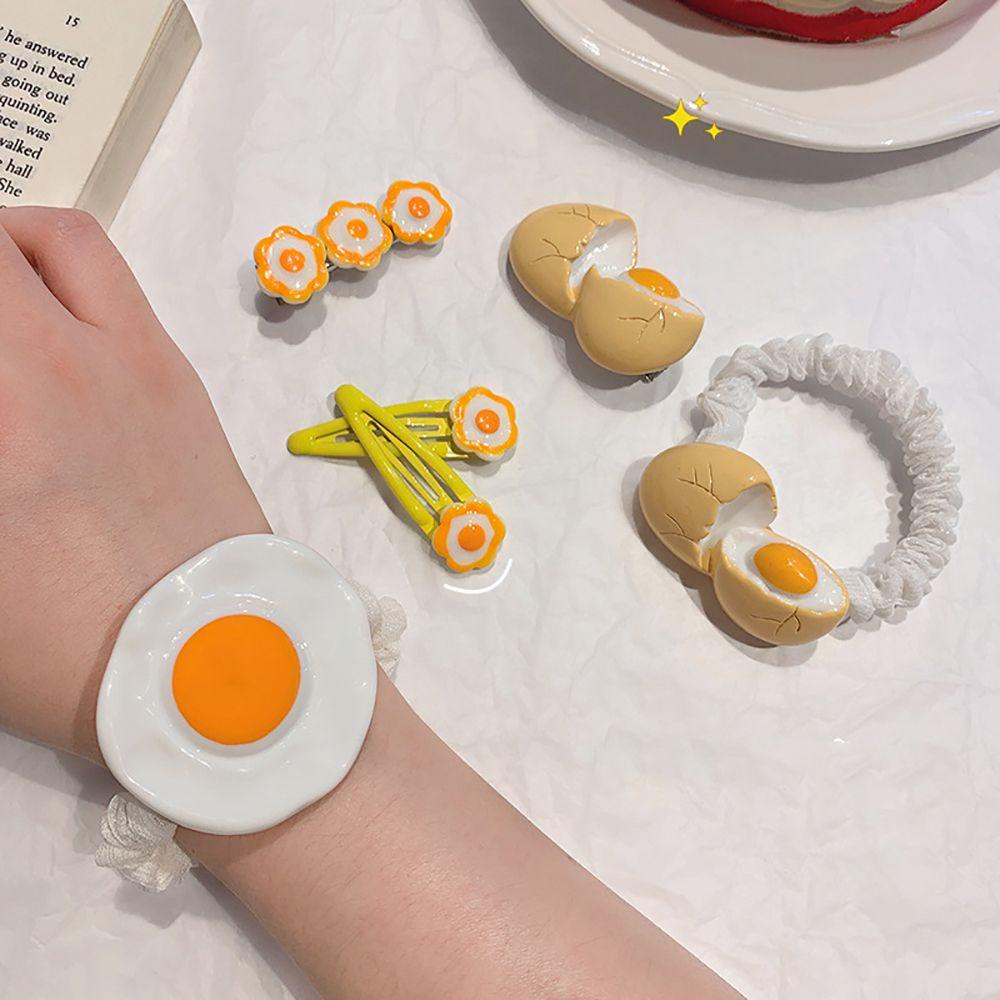 Kẹp Tóc Đuôi Ngựa Hình Quả Trứng In Họa Tiết Hoạt Hình Dễ Thương Cho Bạn Gái