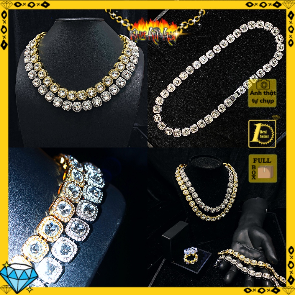 [Hàng Sẵn] Dây Chuyền Clustered Tennis Chain Hip Hop