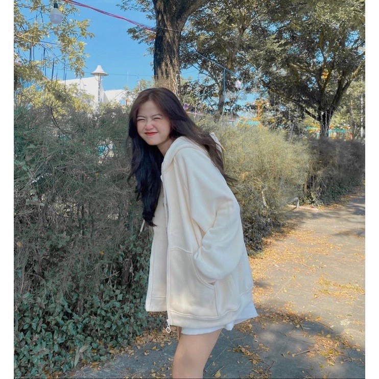 Áo Khoác Hoodie Nỉ JOLIE Unisex  🌸 Phông thun dài tay bồng khóa kéo có mũ ulzzang màu Đen | Xám nam nữ HOT 🌸