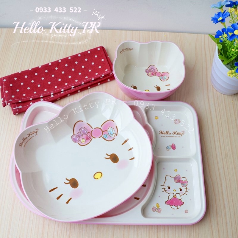 Tô chén muỗng ly dĩa Hello Kitty