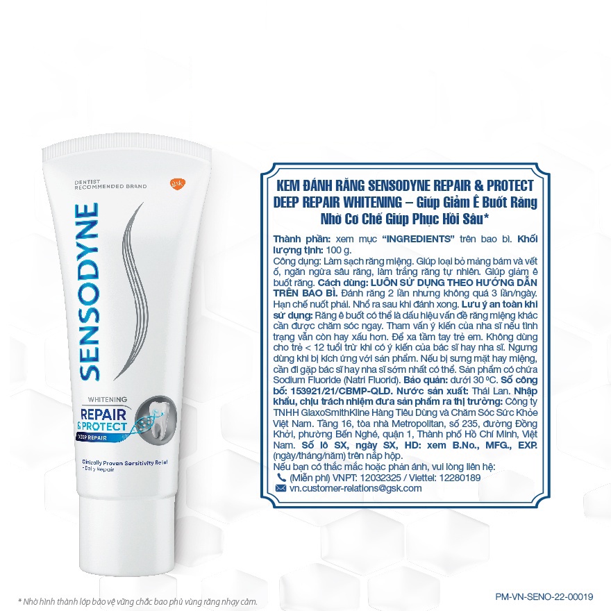 Sensodyne Repair &amp; Protect extra Fresh - Kem đánh răng giúp phục hồi răng nhạy cảm, hơi thở thơm mát, giảm ê buốt