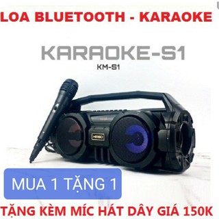 Loa bluetooth karaoke kimiso s1 tặng kèm mic hát có dây - đèn led sống động