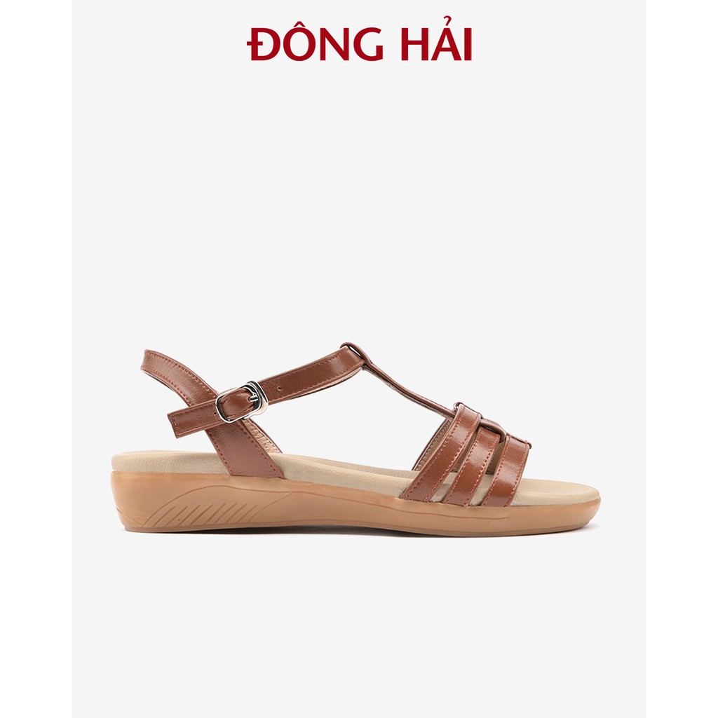 &quot;TẶNG 30K khi theo dõi gian hàng&quot; Sandal da bò nữ Đông Hải thiết kế quai ngang đế xuồng 3cm tôn dáng - S5375