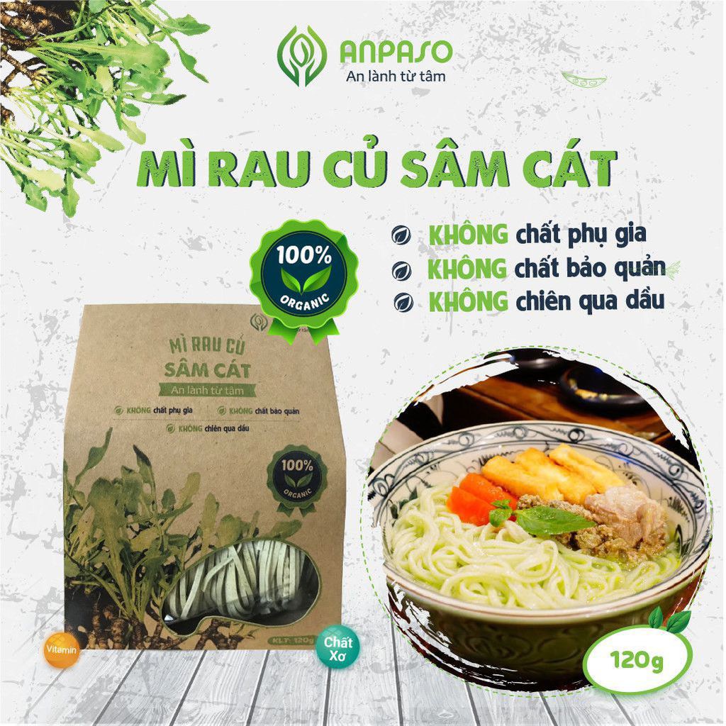 Mì Rau Củ Sâm Cát Organic Anpaso ăn chay giảm cân 120g
