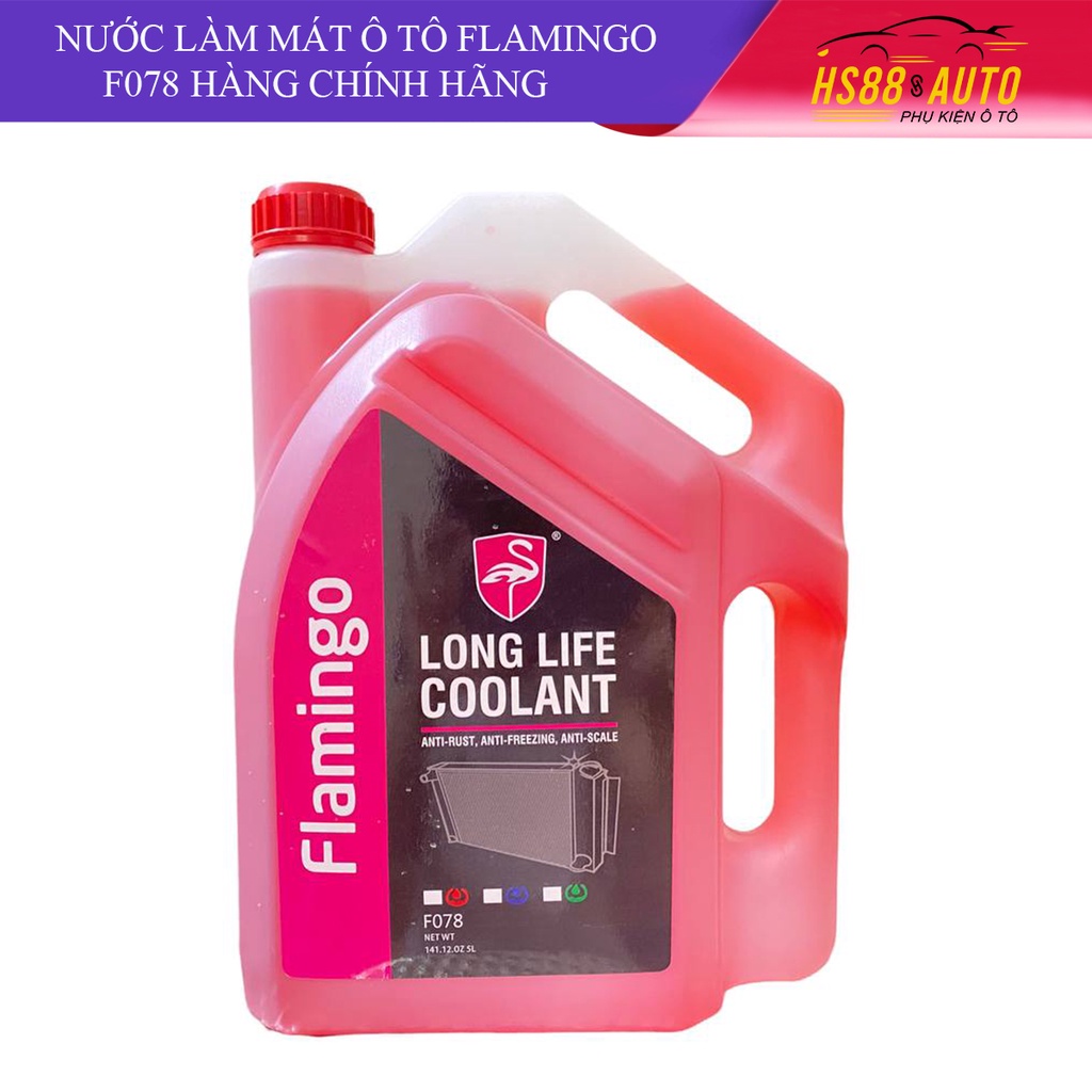 Nước Làm Mát Động Cơ Ô Tô Xe Hơi Chuyên Cho Dòng Xe TOYOTA , FORD Thương Hiệu Flamingo Hàng Chính Hãng Can 5l Màu Đỏ