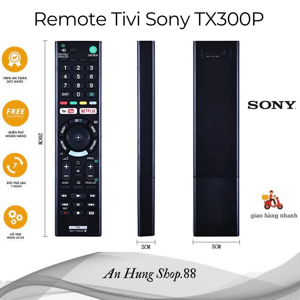 Điều khiển tivi SONY smart internet - model tx300P-dùng được cho mọi tivi sony-dùng pin 3A