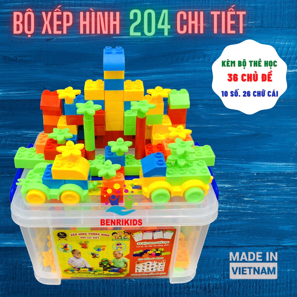 Đồ Chơi Xếp Hình Thông Minh 204 Chi Tiết Có Sách Hướng Dẫn Vijago Cho Bé Mầm Non