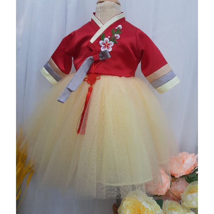 Váy hanbok cho bé tặng cài tóc