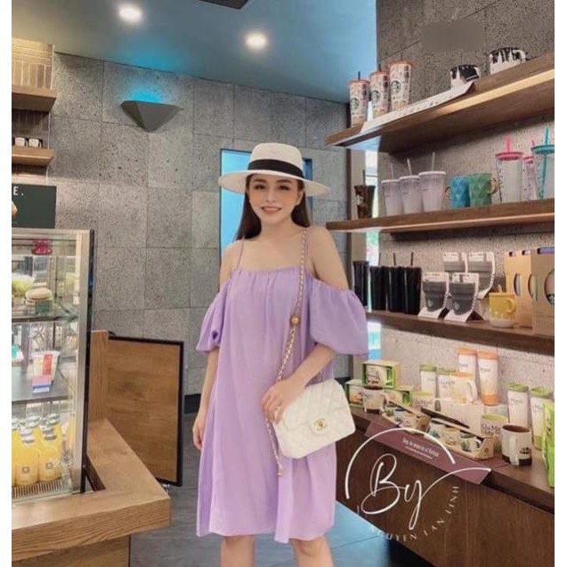 [ Mã FAMAYWA2 giảm 10K đơn 50K] [Yen Tran] Váy maxy trễ vai dáng xuông chất đũi lụa | BigBuy360 - bigbuy360.vn