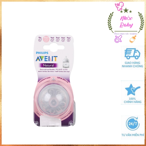 Núm ti Avent Natural số 1 - dành cho bé sơ sinh trở lên - 1 đổi 1 nếu lỗi NSX