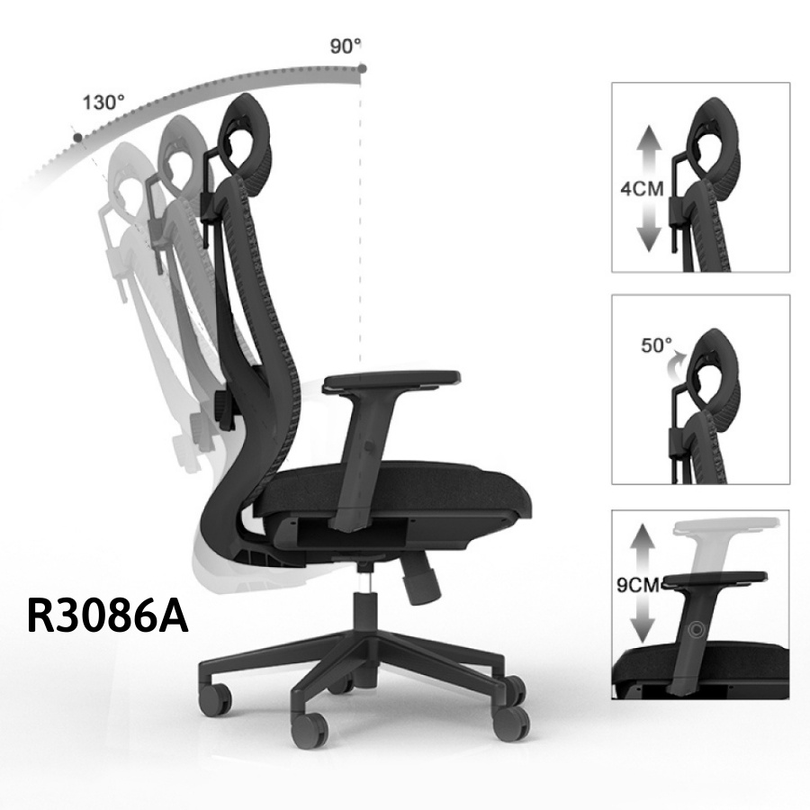 Ghế công thái học Ergonomic GOVI Ryan R3086A - Thiết kế bảo vệ sức khỏe