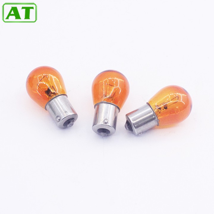 Hộp 10 Bóng Đèn Xi Nhan Ô Tô Chân Cài Lệch 12V 21W Màu Vàng