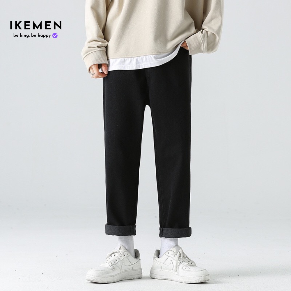 Quần jean nam ống rộng Ikemen, quần baggy nam nữ ống suông, rộng co giãn 4 chiều
