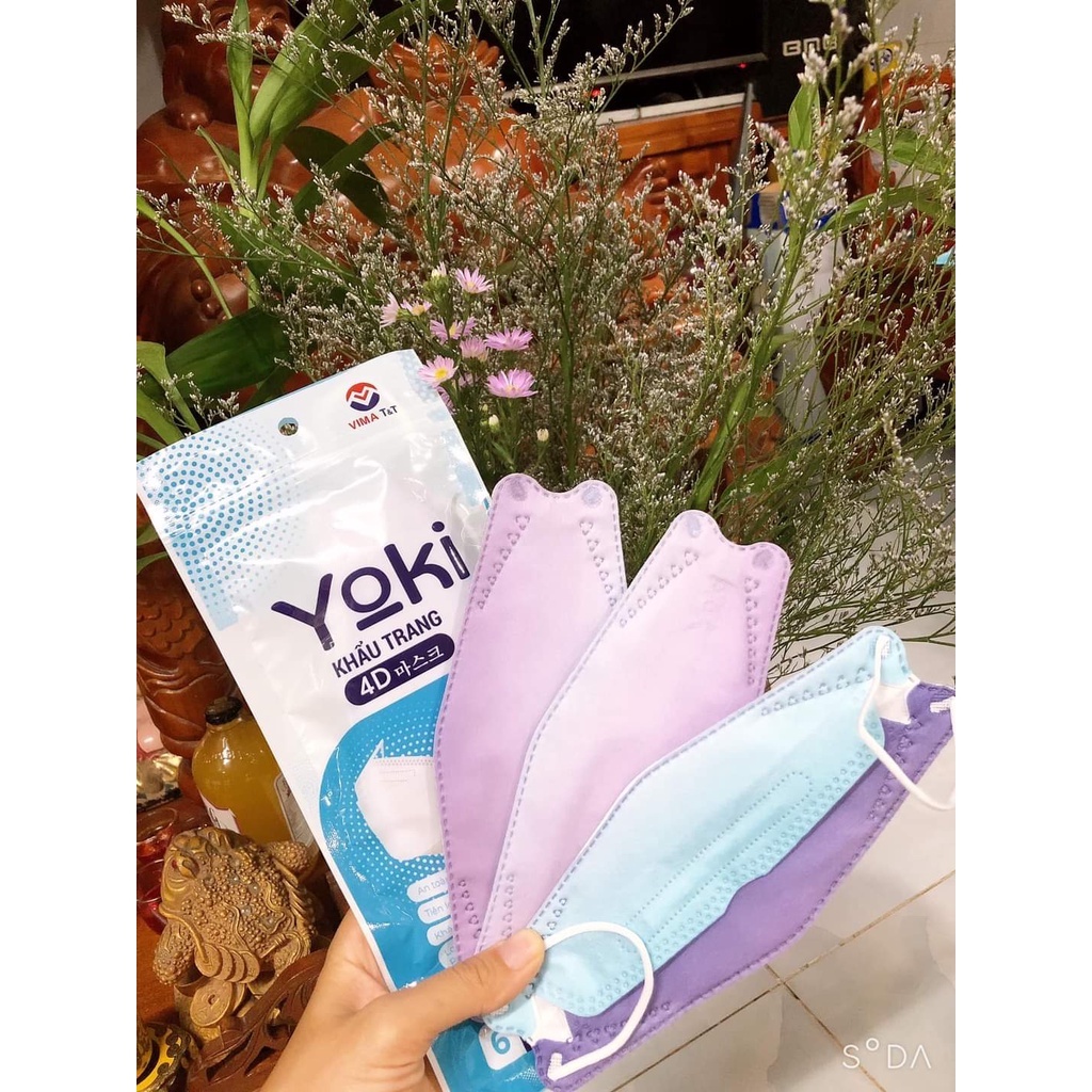 Khẩu Trang 4D KF94 Yuki  Màu Loang Omber Cầu Vồng Đa Sắc Kháng Khuẩn Chống Bụi Mịn