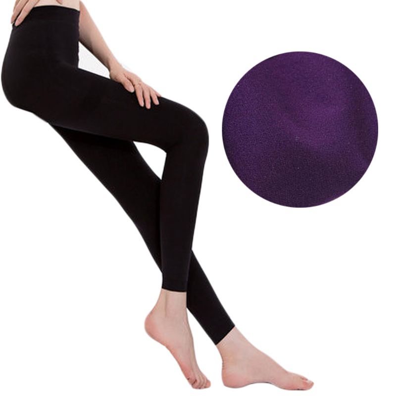 Youyo Quần Bít Tất Nhung Dày Lưng Cao Co Giãn Màu Trơn Giữ Ấm Dành Cho Nữ