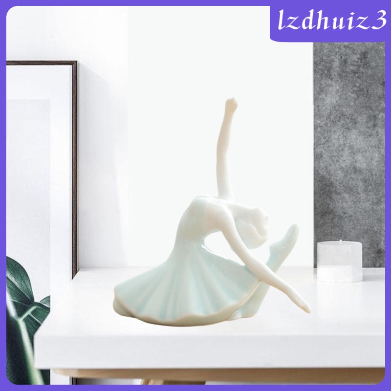 Tượng điêu khắc bằng gốm hình cô gái tập yoga tinh tế trang trí cho bàn làm việc văn phòng kệ tivi quà tặng bạn bè