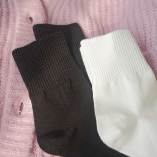 Tất cao cổ nữ trơn Korea Crew Plain Socks