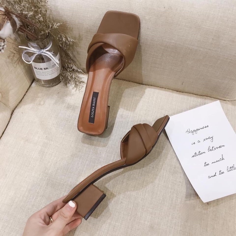 Guốc nữ quai vát gót vuông 3cm cực dễ đi L211