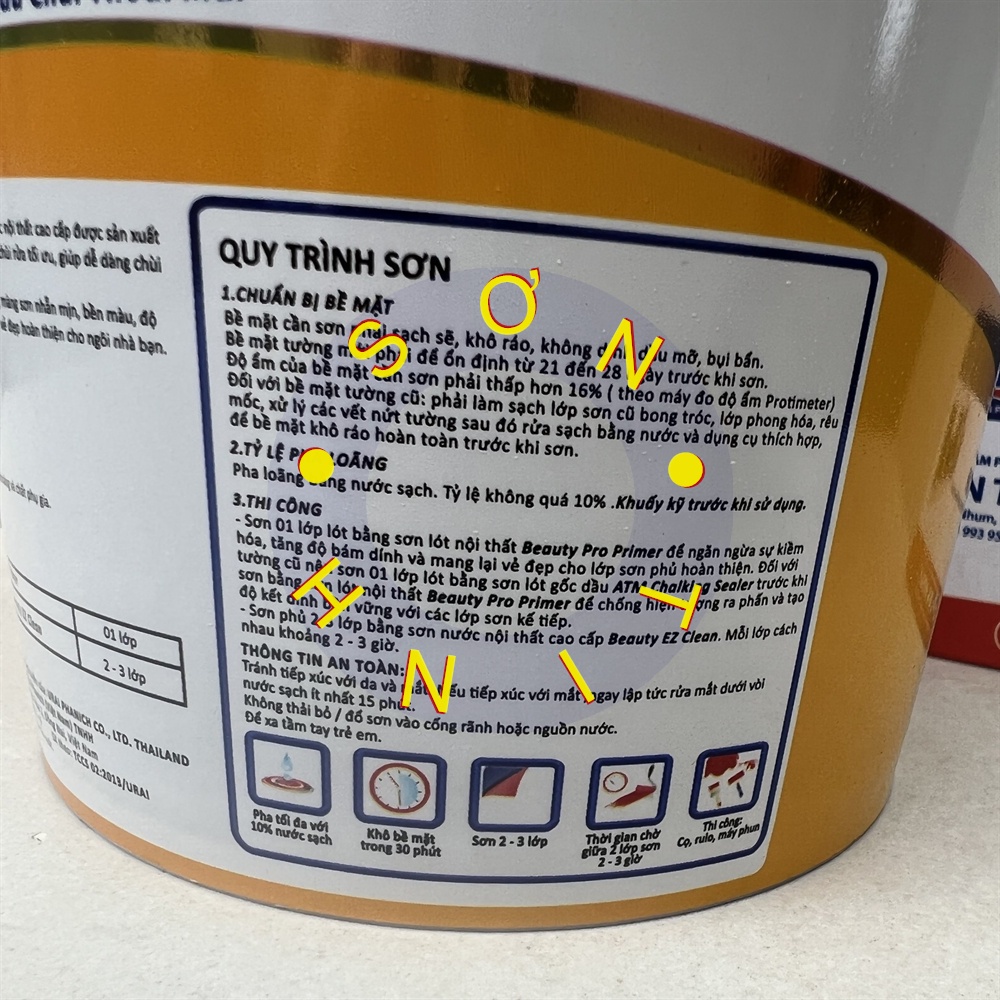 Sơn nước Lau Chùi Thoải Mái BEAUTY EZ CLEAN Nội thất trong nhà cao cấp màu hồng phấn , đậm, nhạt, cánh sen 1 Lít