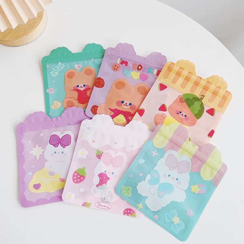 Túi Zip Nhựa Lấp Lánh  Đựng Quà Có Tai Thú Dùng Được Nhiều Lần Đồ Nhỏ