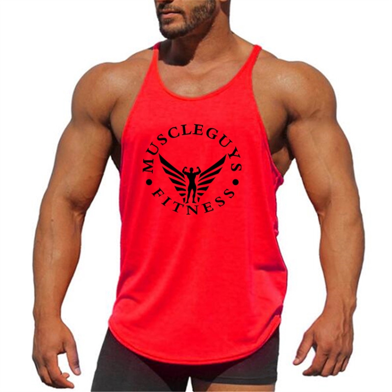 Muscleguys Roupas Musculação Stringer Regata Mens Aptidão Singlet Algodão Sem Mangas Camisa De Treino Homem Camisola