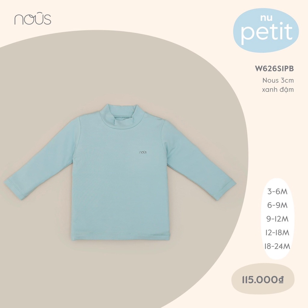 Áo cổ 3cm  Nous Petit  xanh đậm (3-24 tháng)