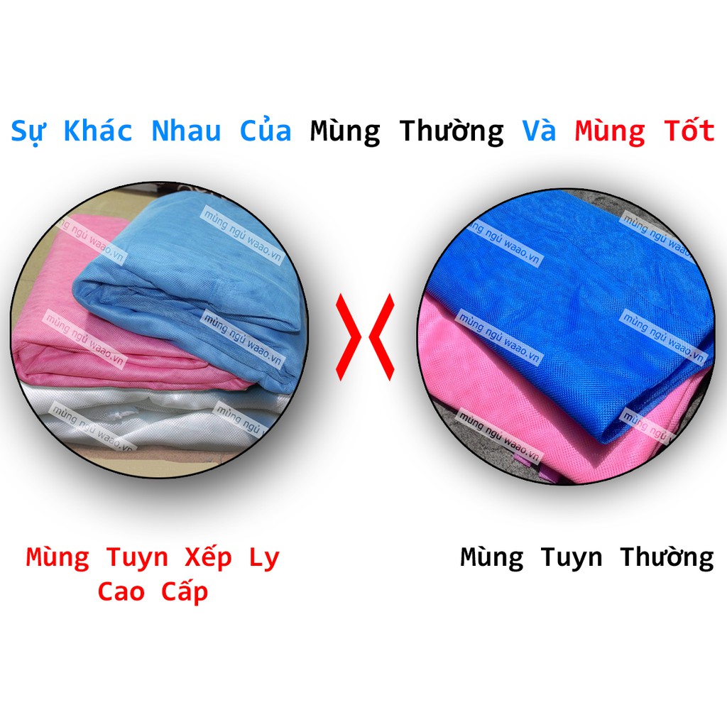 [100% đúng kích thước] Mùng Vải Tuyn Cao Cấp Xếp Ly