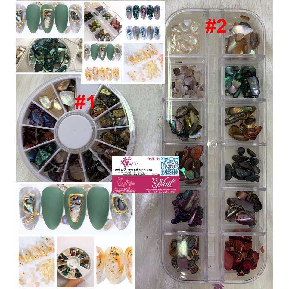 Sét Xà Cừ Sỏi 12 Màu Trang Trí Móng Nail Với Màu Sắc Đẹp Quyến Rũ  - Lẻ 1 Sét