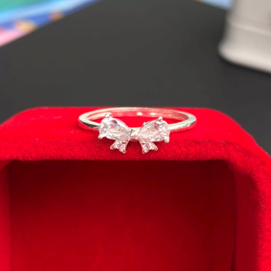 Nhẫn nữ bạc ta mặt hình nơ xinh xắn - Trang sức bạc Evasilver