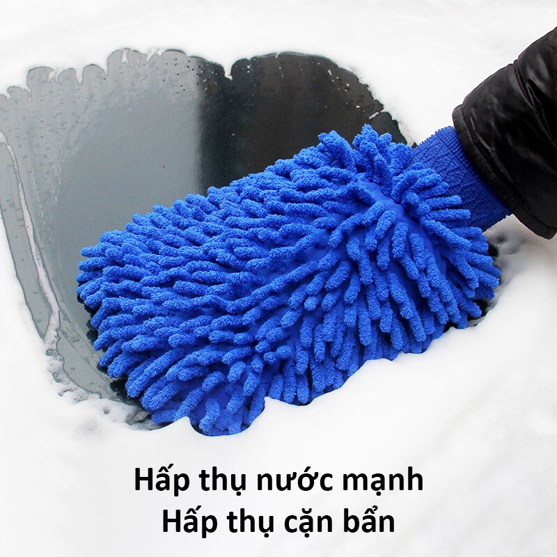 Găng tay rửa xe chuyên dụng SOEASY tua san hô dày dặn hai mặt thấm hút tốt RX06