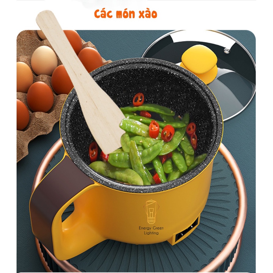 Nồi Lẩu Điện Energy Green Lighting mini Green Kwai SDD-18 - Ca Nấu Mì,Chiên,Sào Đa Năng - Dung Tích 1.8L -Lòng Nồi Chống