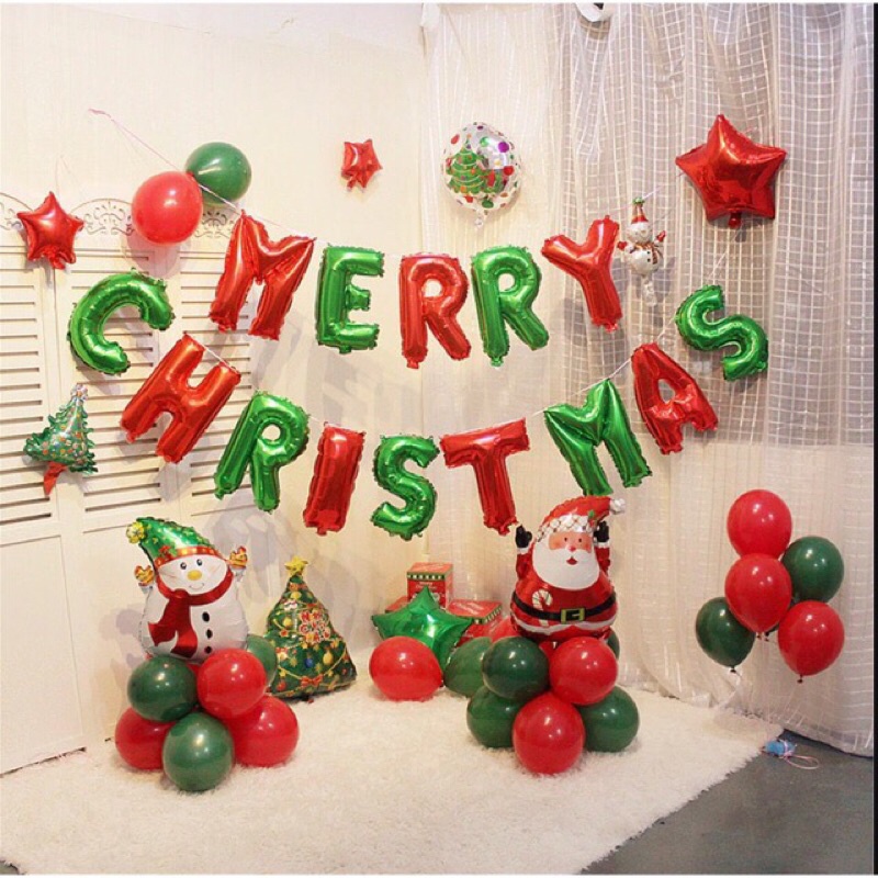 Bộ bóng chữ Merry Christmas trang trí Noel , trang trí Giáng Sinh
