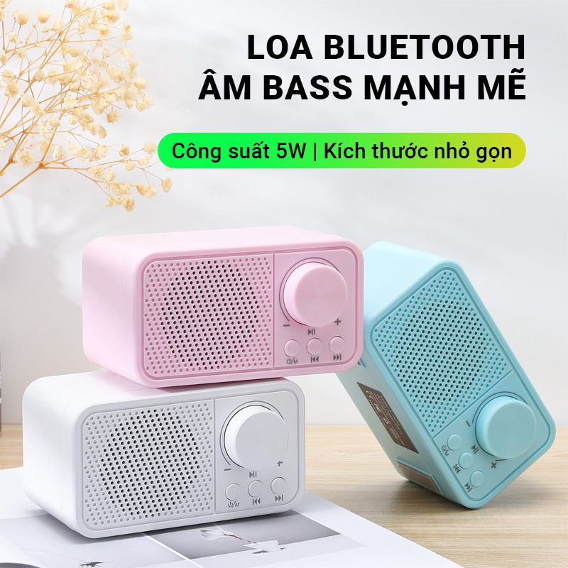 Loa bluetooth nhỏ gọn Cát Thái T-19FM âm bass mạnh mẽ công suất loa 5W, nghe nhạc bằng thẻ nhớ TF, USB, bluetooth 5.2