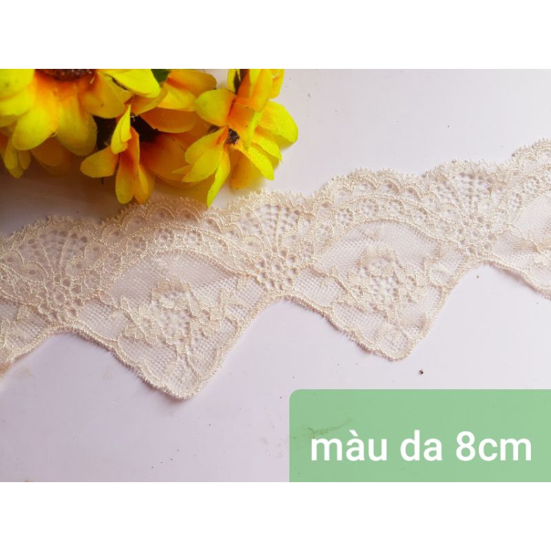 dây ren màu kem bản 8cm